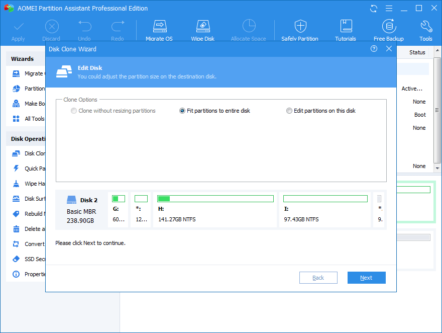 fit partition to enter disk